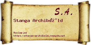 Stanga Archibáld névjegykártya
